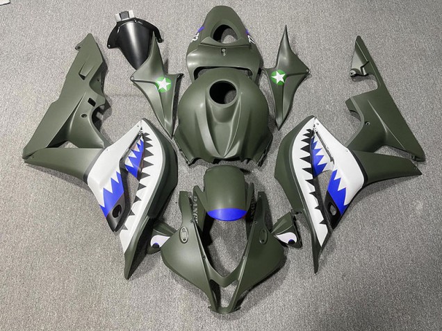 07-08 Requin Vert Mat & Bleu CBR600RR Carénage Moto 07-08 Requin Vert Mat & Bleu CBR600RR Carénage Moto
