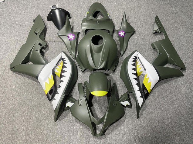 07-08 Requin Vert Mat & Jaune CBR600RR Carénage Moto 07-08 Requin Vert Mat & Jaune CBR600RR Carénage Moto