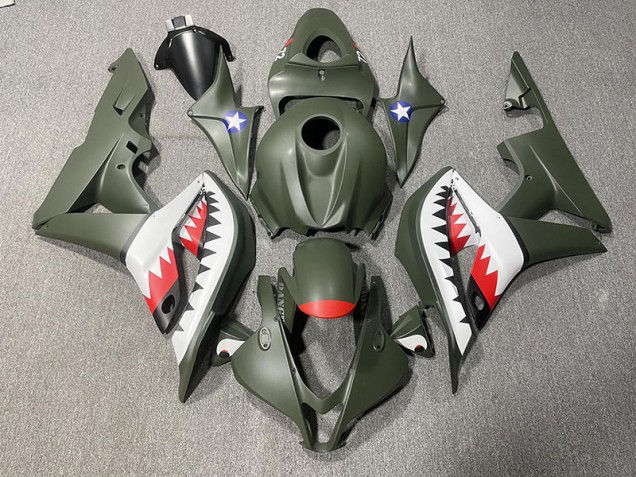 07-08 Requin Vert Mat & Rouge CBR600RR Carénage Moto 07-08 Requin Vert Mat & Rouge CBR600RR Carénage Moto