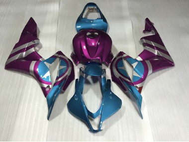 07-08 Violet & Bleu Clair Captain America CBR600RR Carénage Moto