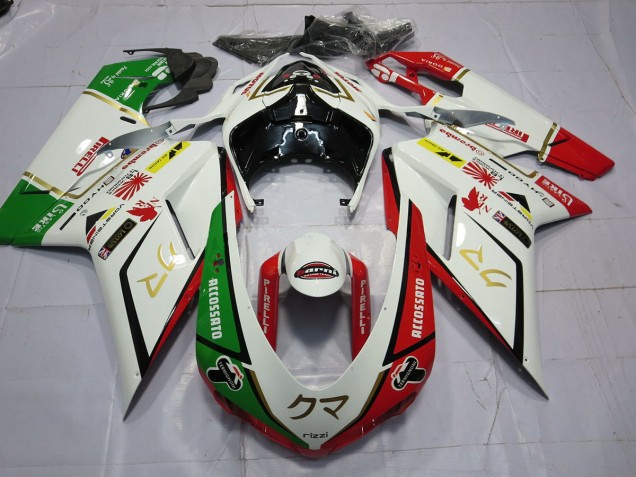 07-14 77 Blanc Rouge Vert Ducati 848 1098 1198 Carénage Moto 07-14 77 Blanc Rouge Vert Ducati 848 1098 1198 Carénage Moto