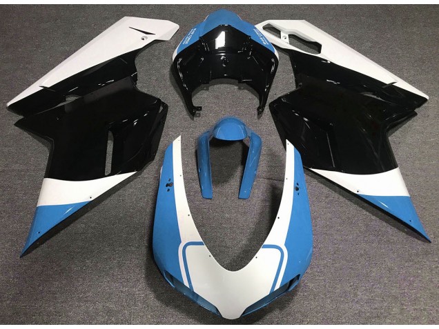 07-14 Bleu Clair Brillant Blanc & Noir Ducati 848 1098 1198 Carénage Moto 07-14 Bleu Clair Brillant Blanc & Noir Ducati 848 1098 1198 Carénage Moto