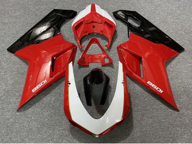 07-14 Noir Rouge Blanc Ducati 848 1098 1198 Carénage Moto