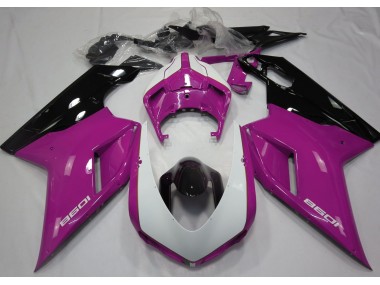 07-14 Rose Brillant & Blanc Ducati 848 1098 1198 Carénage Moto