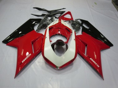 07-14 Rouge & Blanc Ducati 848 1098 1198 Carénage Moto