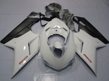 07-14 Rouge Blanc & Noir Mat Ducati 848 1098 1198 Carénage Moto