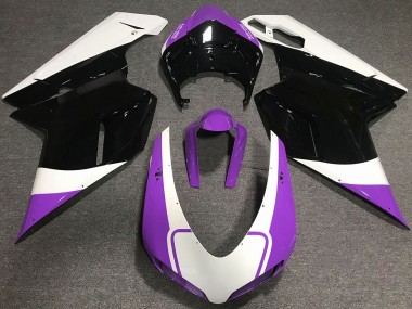 07-14 Violet Brillant Blanc & Noir Ducati 848 1098 1198 Carénage Moto