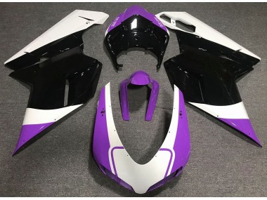 07-14 Violet Brillant Blanc & Noir Ducati 848 1098 1198 Carénage Moto