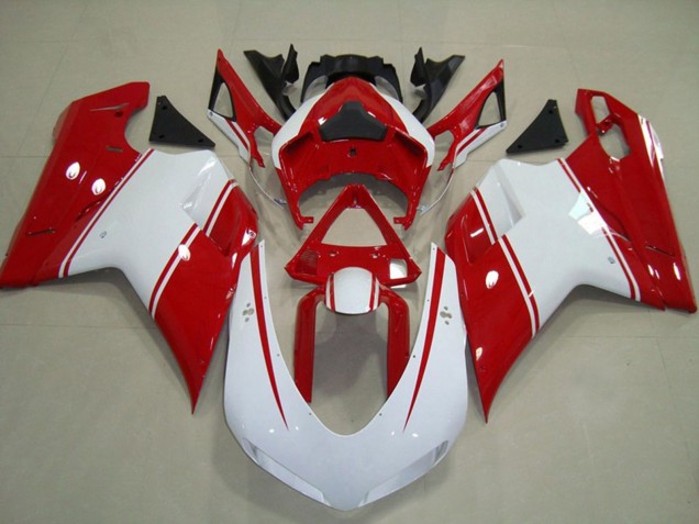07-14 Épingle Rouge & Blanche Ducati 848 1098 1198 Carénage Moto 07-14 Épingle Rouge & Blanche Ducati 848 1098 1198 Carénage Moto