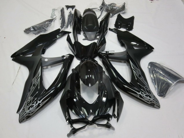 08-10 Argent & Noir GSXR 600-750 Carénage Moto 08-10 Argent & Noir GSXR 600-750 Carénage Moto