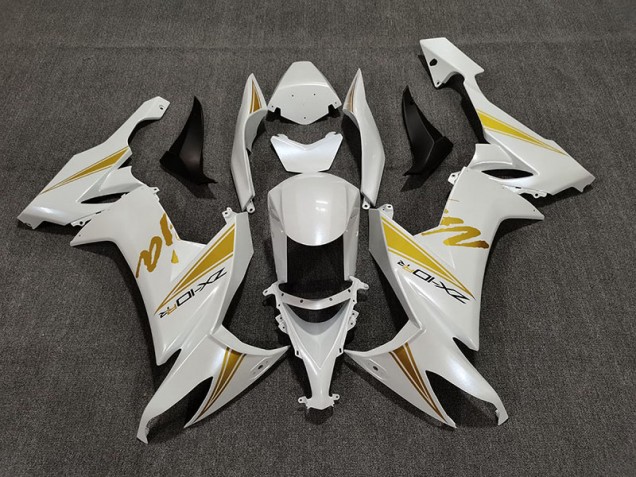 08-10 Blanc Nacré & Doré ZX10R Carénage Moto 08-10 Blanc Nacré & Doré ZX10R Carénage Moto