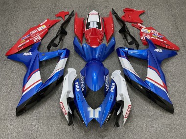 08-10 Style Personnalisé Brillant Rouge Bleu & Blanc GSXR 600-750 Carénage Moto