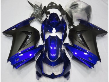 08-12 Bleu & Noir Mat Ninja 250 Carénage Moto