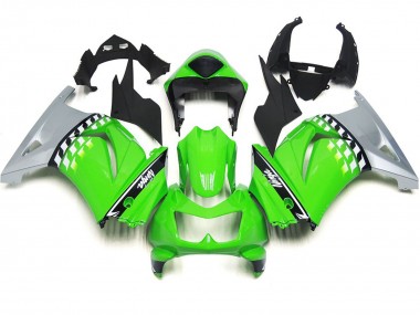 08-12 Chèque Vert & Noir Ninja 250 Carénage Moto