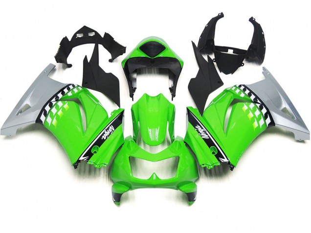 08-12 Chèque Vert & Noir Ninja 250 Carénage Moto 08-12 Chèque Vert & Noir Ninja 250 Carénage Moto