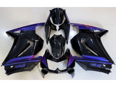 08-12 Noir Brillant & Bleu Ninja 250 Carénage Moto