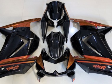 08-12 Noir Brillant & Orange Ninja 250 Carénage Moto