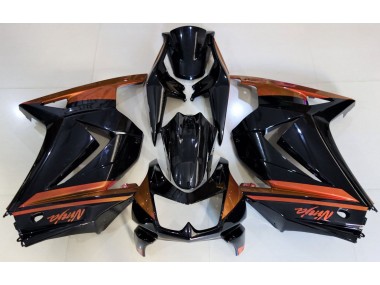 08-12 Noir Brillant & Orange Ninja 250 Carénage Moto