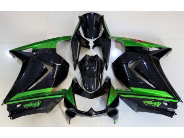 08-12 Noir Brillant & Vert Ninja 250 Carénage Moto