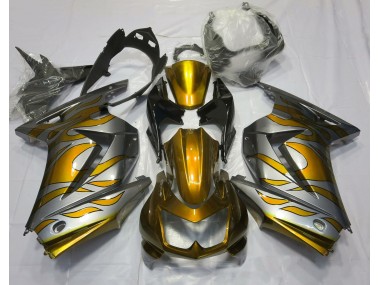 08-12 Or & Argent Flamme Ninja 250 Carénage Moto