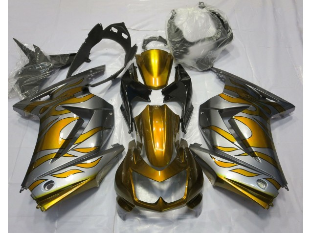08-12 Or & Argent Flamme Ninja 250 Carénage Moto 08-12 Or & Argent Flamme Ninja 250 Carénage Moto