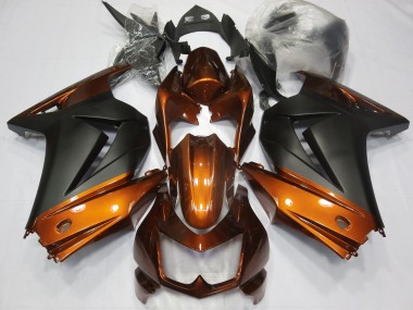 08-12 Orange & Noir Mat Ninja 250 Carénage Moto