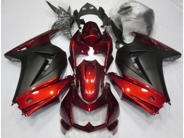 08-12 Rouge & Noir Mat Ninja 250 Carénage Moto