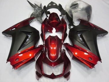 08-12 Rouge & Noir Mat Ninja 250 Carénage Moto