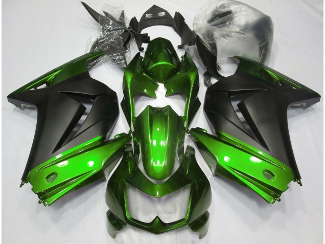 08-12 Vert & Noir Mat Ninja 250 Carénage Moto