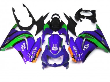 08-12 Violet Vert & Noir Ninja 250 Carénage Moto