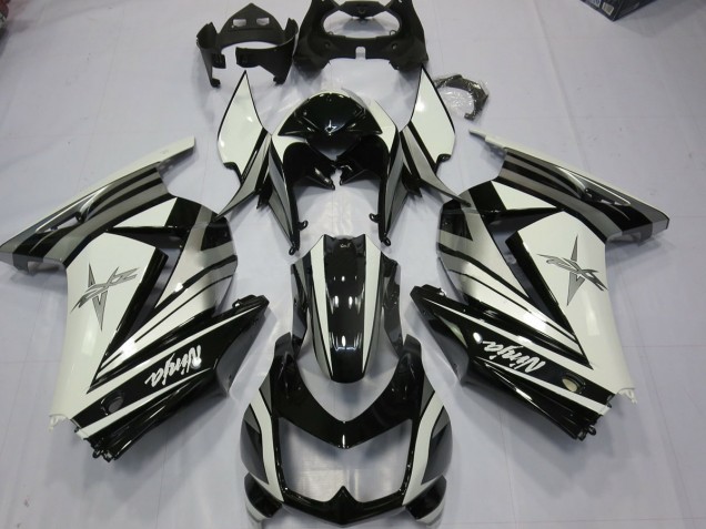 08-12 Étoile Argentée Blanche Ninja 250 Carénage Moto 08-12 Étoile Argentée Blanche Ninja 250 Carénage Moto