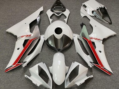 08-16 Blanc Brillant Argent & Rouge R6 Carénage Moto