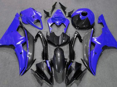 08-16 Bleu Brillant & Fiber De Carbone R6 Carénage Moto