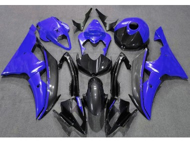 08-16 Bleu Brillant & Fiber De Carbone R6 Carénage Moto