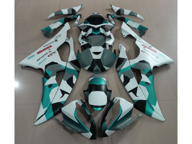 08-16 Neige Verte Écume De Mer Camo R6 Carénage Moto 08-16 Neige Verte Écume De Mer Camo R6 Carénage Moto