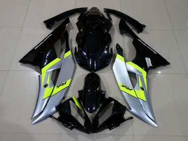 08-16 Noir Brillant & Argent R6 Carénage Moto