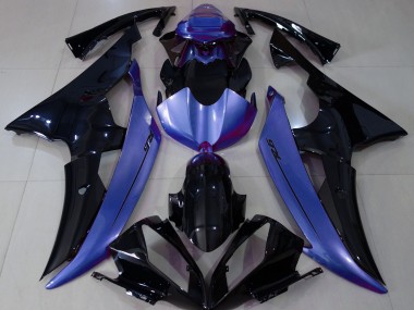 08-16 Noir Brillant & Bleu Clair R6 Carénage Moto