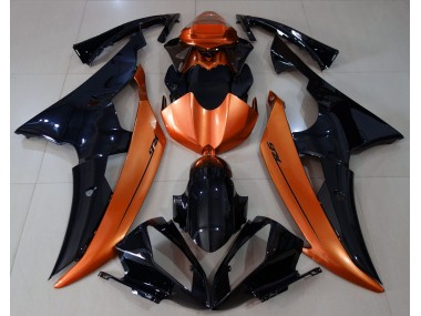 08-16 Noir Brillant & Orange Clair R6 Carénage Moto
