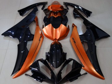 08-16 Noir Brillant & Orange Clair R6 Carénage Moto
