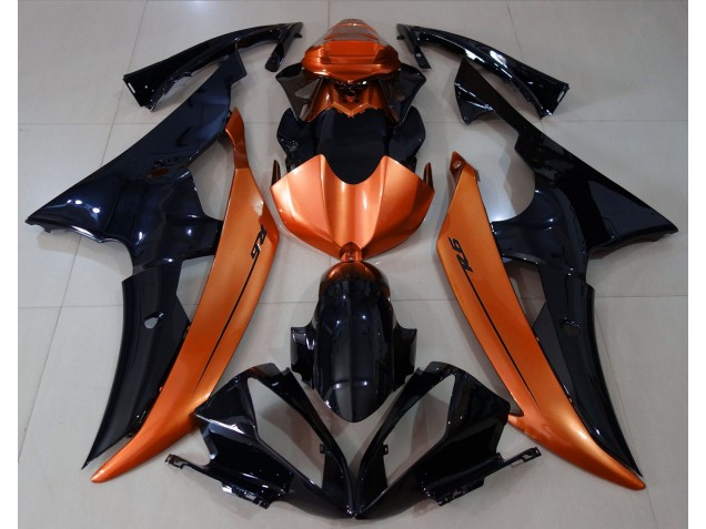 08-16 Noir Brillant & Orange Clair R6 Carénage Moto 08-16 Noir Brillant & Orange Clair R6 Carénage Moto