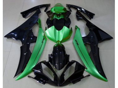 08-16 Noir Brillant & Vert Clair R6 Carénage Moto