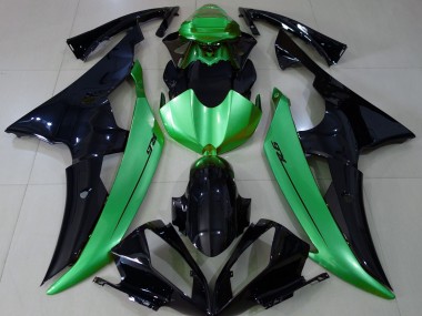 08-16 Noir Brillant & Vert Clair R6 Carénage Moto