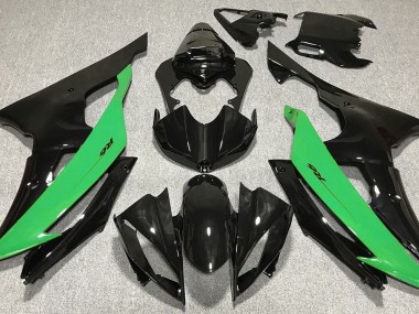 08-16 Noir Brillant & Vert R6 Carénage Moto