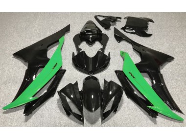 08-16 Noir Brillant & Vert R6 Carénage Moto