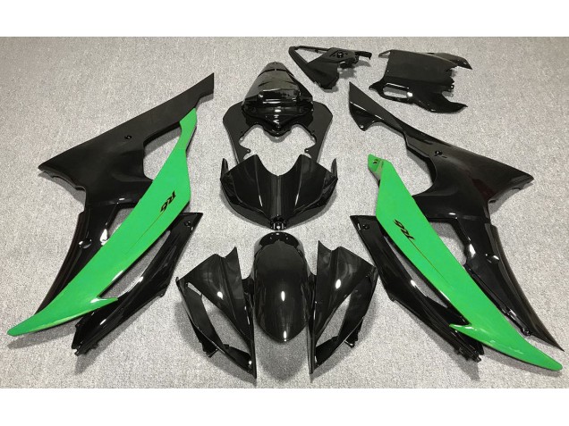 08-16 Noir Brillant & Vert R6 Carénage Moto 08-16 Noir Brillant & Vert R6 Carénage Moto