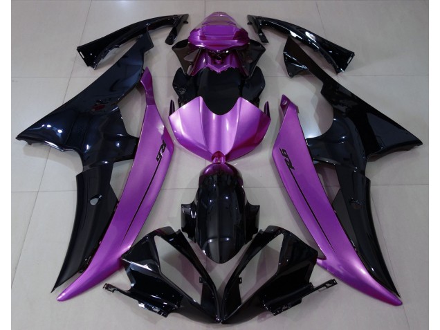 08-16 Noir Brillant & Violet Rose R6 Carénage Moto 08-16 Noir Brillant & Violet Rose R6 Carénage Moto