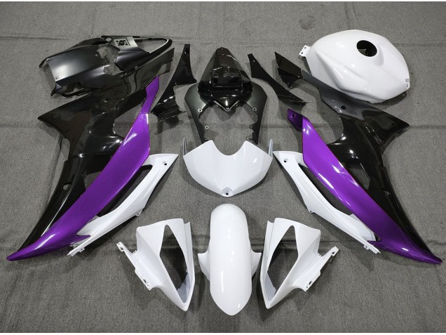 08-16 Personnalisé Violet Noir & Blanc R6 Carénage Moto 08-16 Personnalisé Violet Noir & Blanc R6 Carénage Moto
