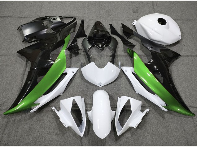08-16 Vert Personnalisé Noir & Blanc R6 Carénage Moto 08-16 Vert Personnalisé Noir & Blanc R6 Carénage Moto