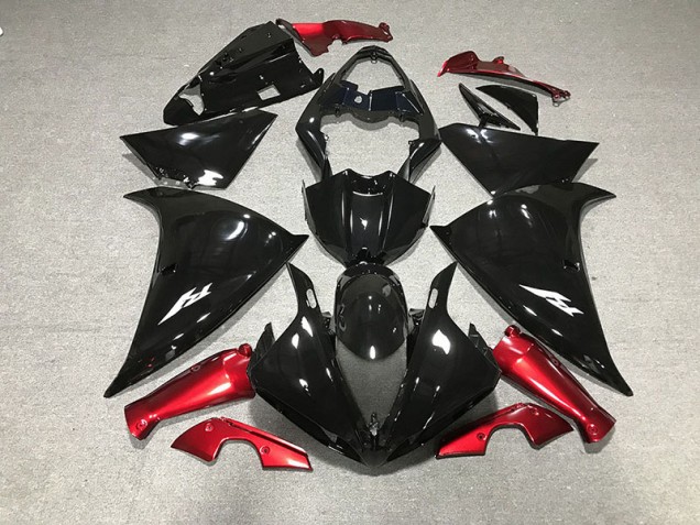 09-11 Noir Brillant & Rouge R1 Carénage Moto 09-11 Noir Brillant & Rouge R1 Carénage Moto