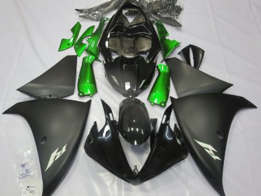 09-11 Noir Mat & Vert R1 Carénage Moto